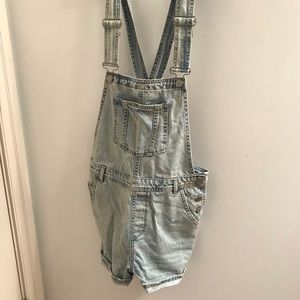 Topshop denim overall shorts
